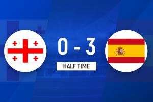  半场-西班牙暂3-0格鲁吉亚 费兰造点+破门奥亚萨瓦尔传射